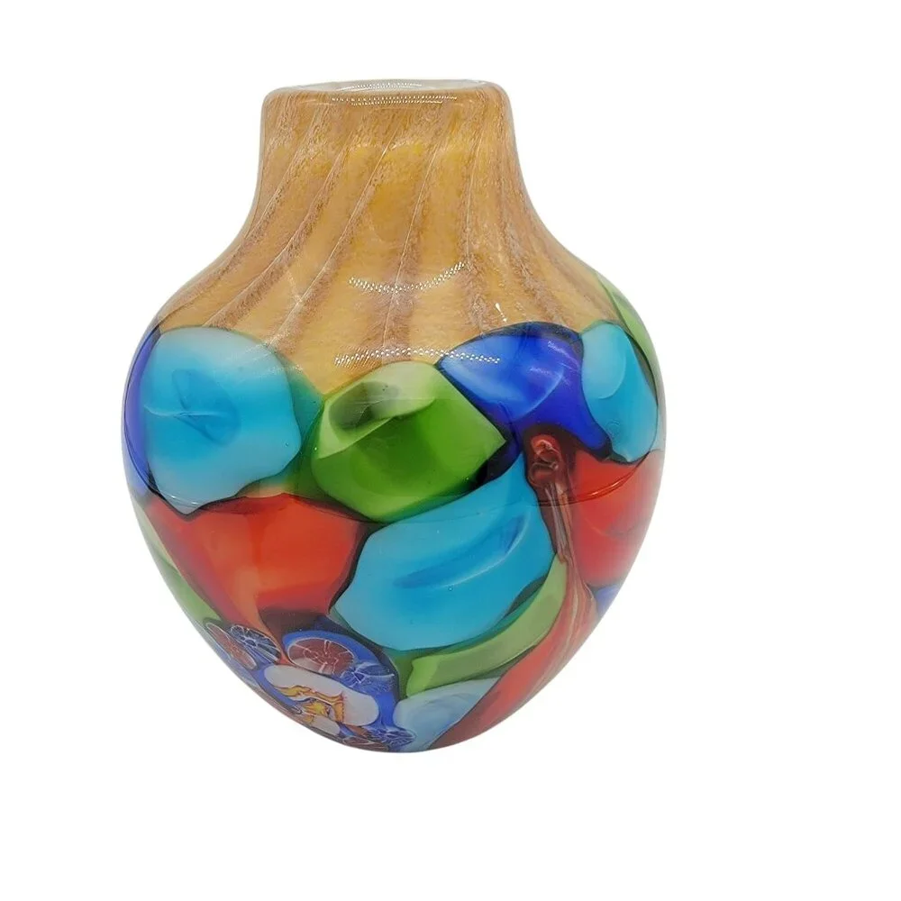 S Puccini Multicolor Murano Glass Art Vase